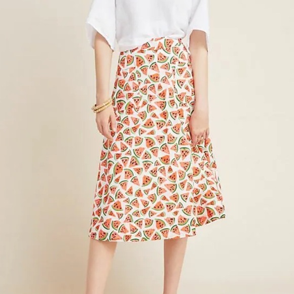 Conversations by Anthropologie Watermelon Midi Skirt, size 00 - Picture 2 of 6
